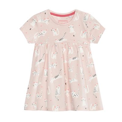 Baby girls' pink cat print dress